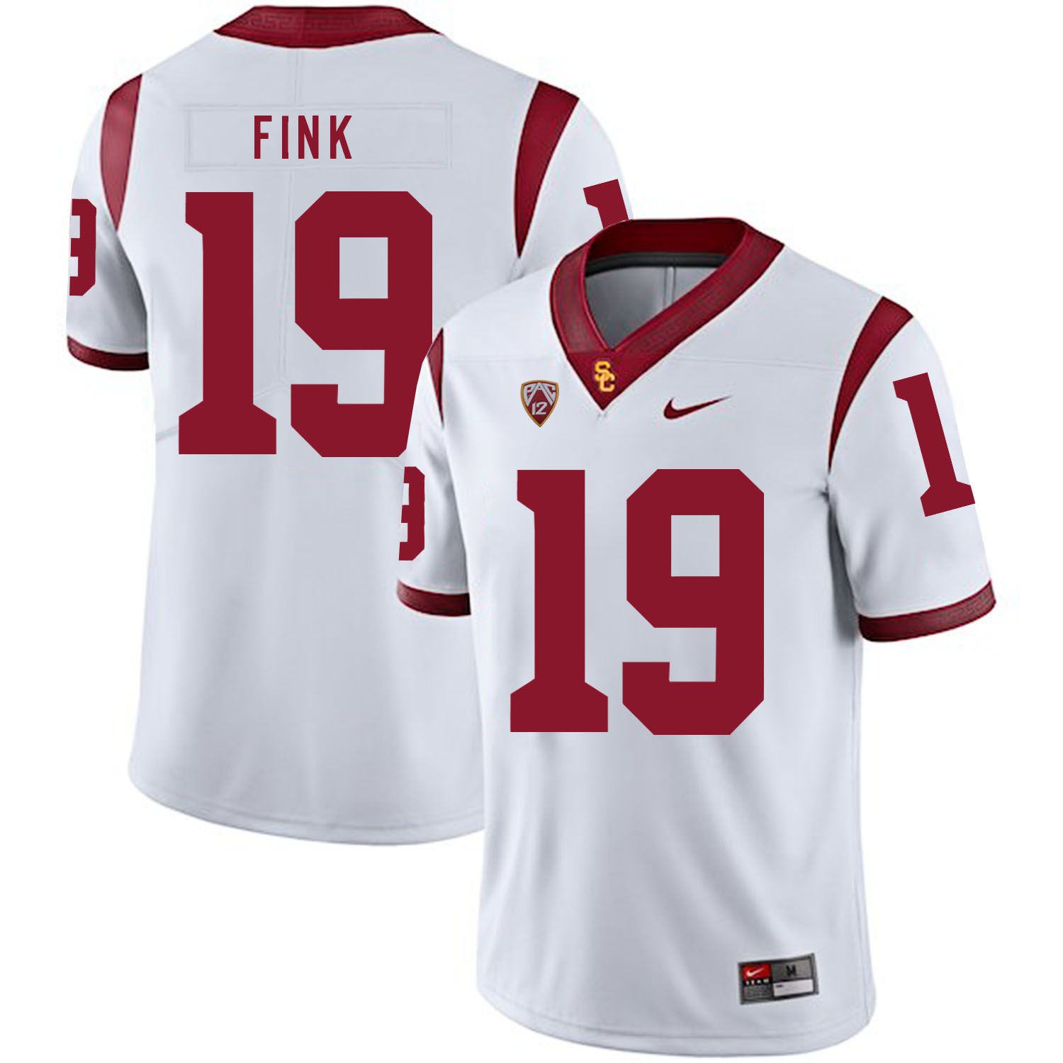Men USC Trojans #19 Fink White Customized NCAA Jerseys